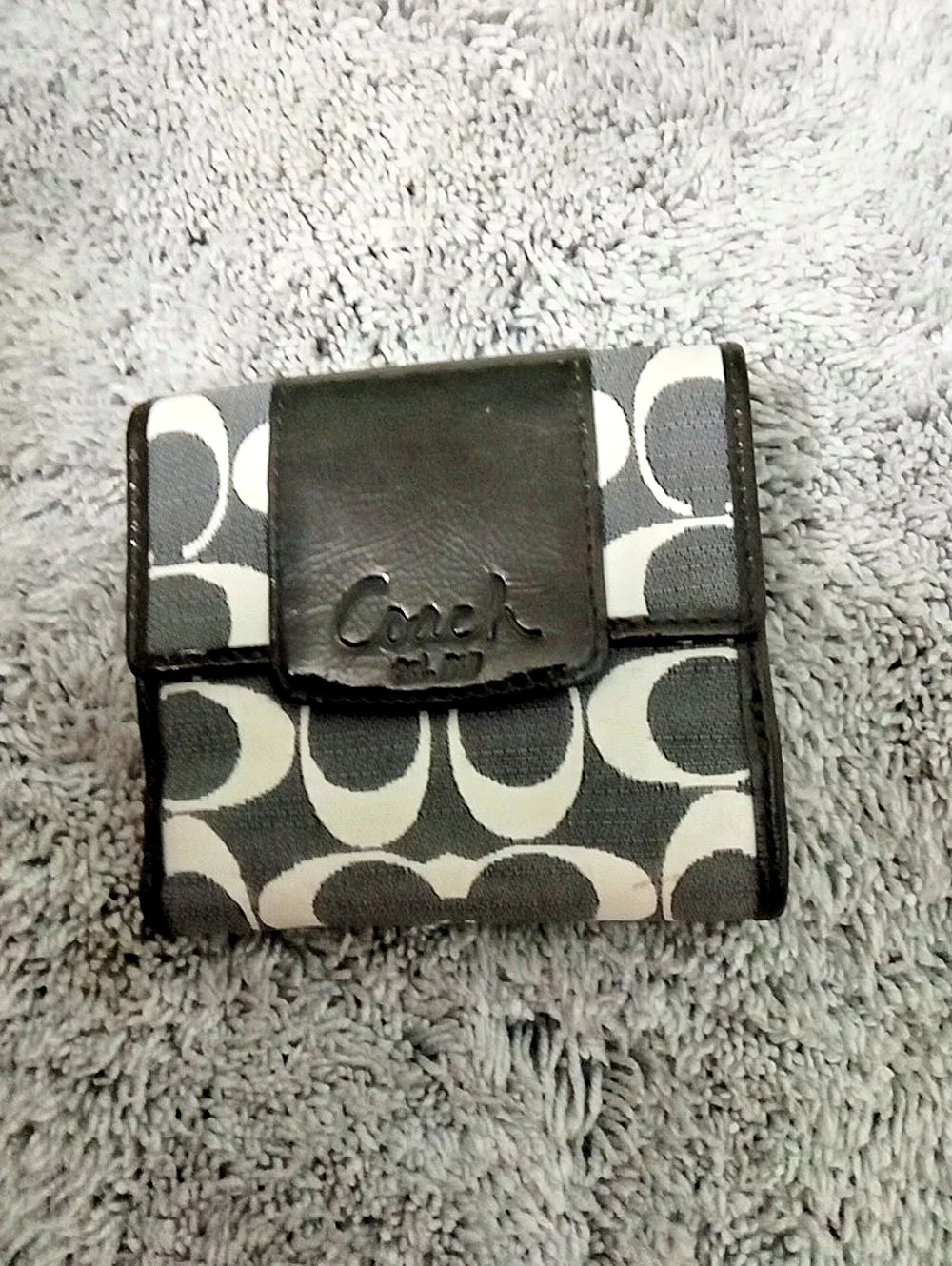 Coach Geometric Canvas Wallet in Black & White
